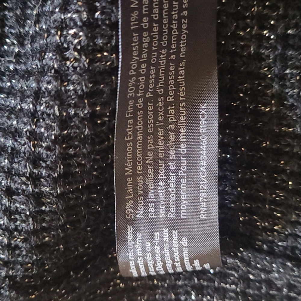 EILEEN FISHER Black Size M Sparkle Merino Straight Long Cardigan, Like New - Picture 7 of 7
